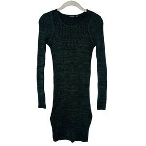 Obey Dress Womens Green Ribbed Hanna Sweater Long Sleeve Mini Bodycon Sz XS
